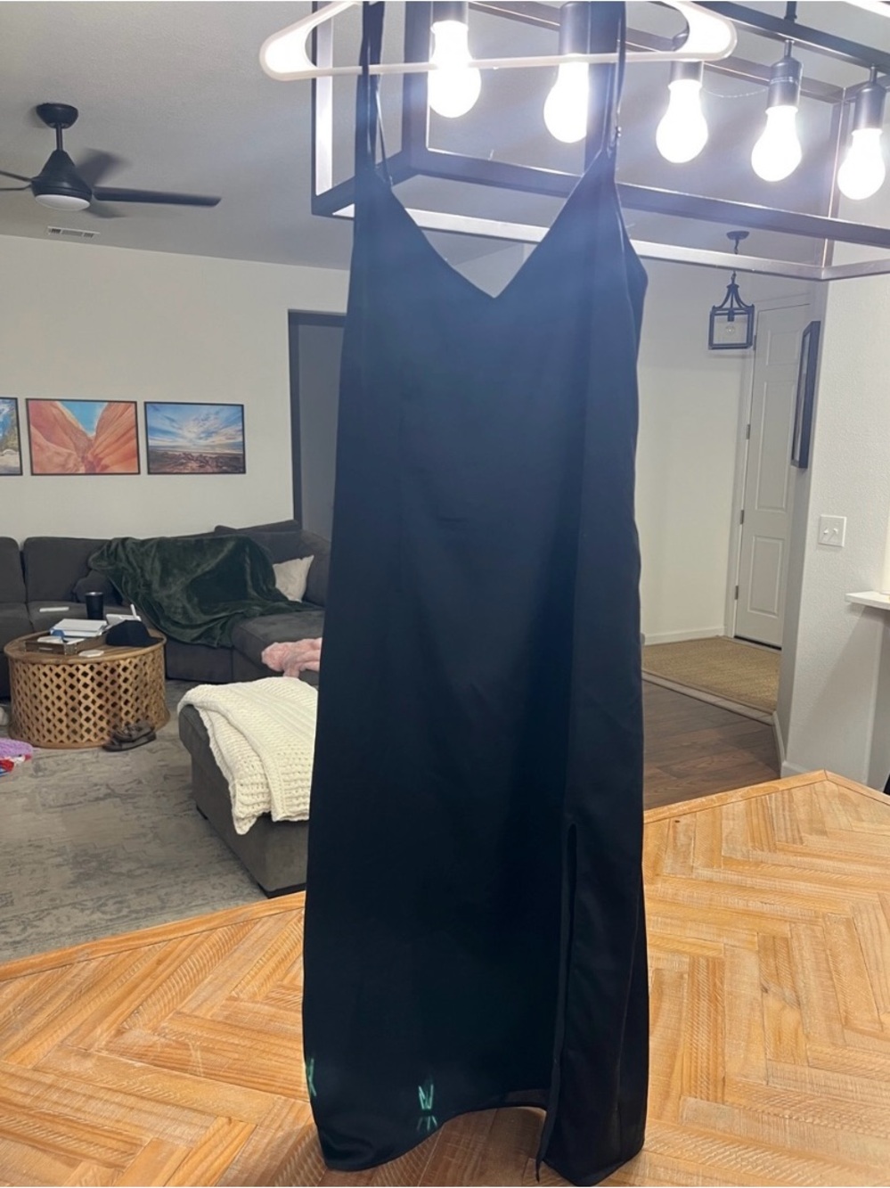 Abercrombie & Fitch Black Satin MIDI Dress size M